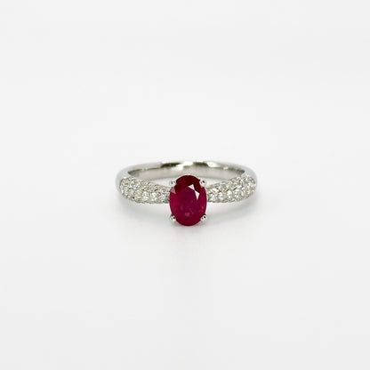 1.08ct Oval Ruby Ring in White Gold