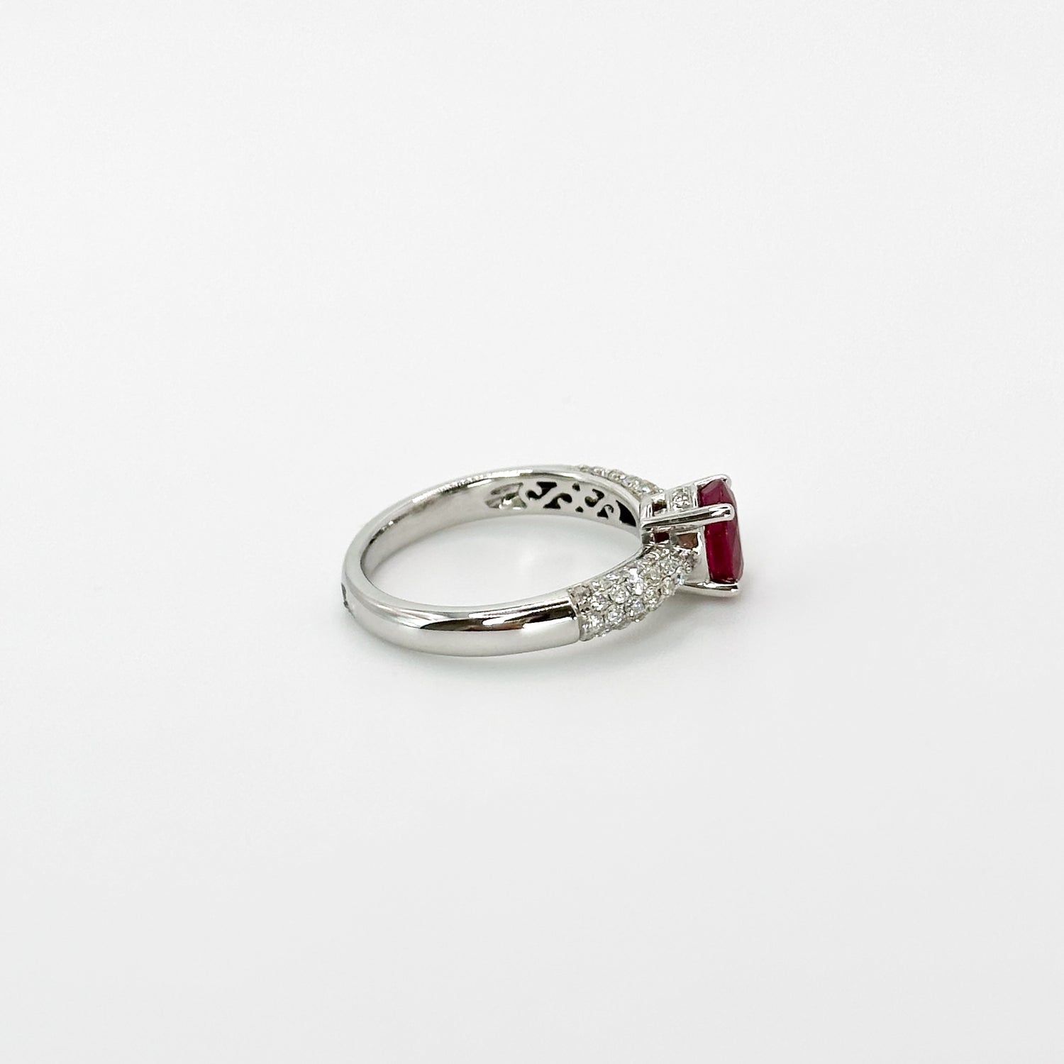 1.08ct Oval Ruby Ring in White Gold