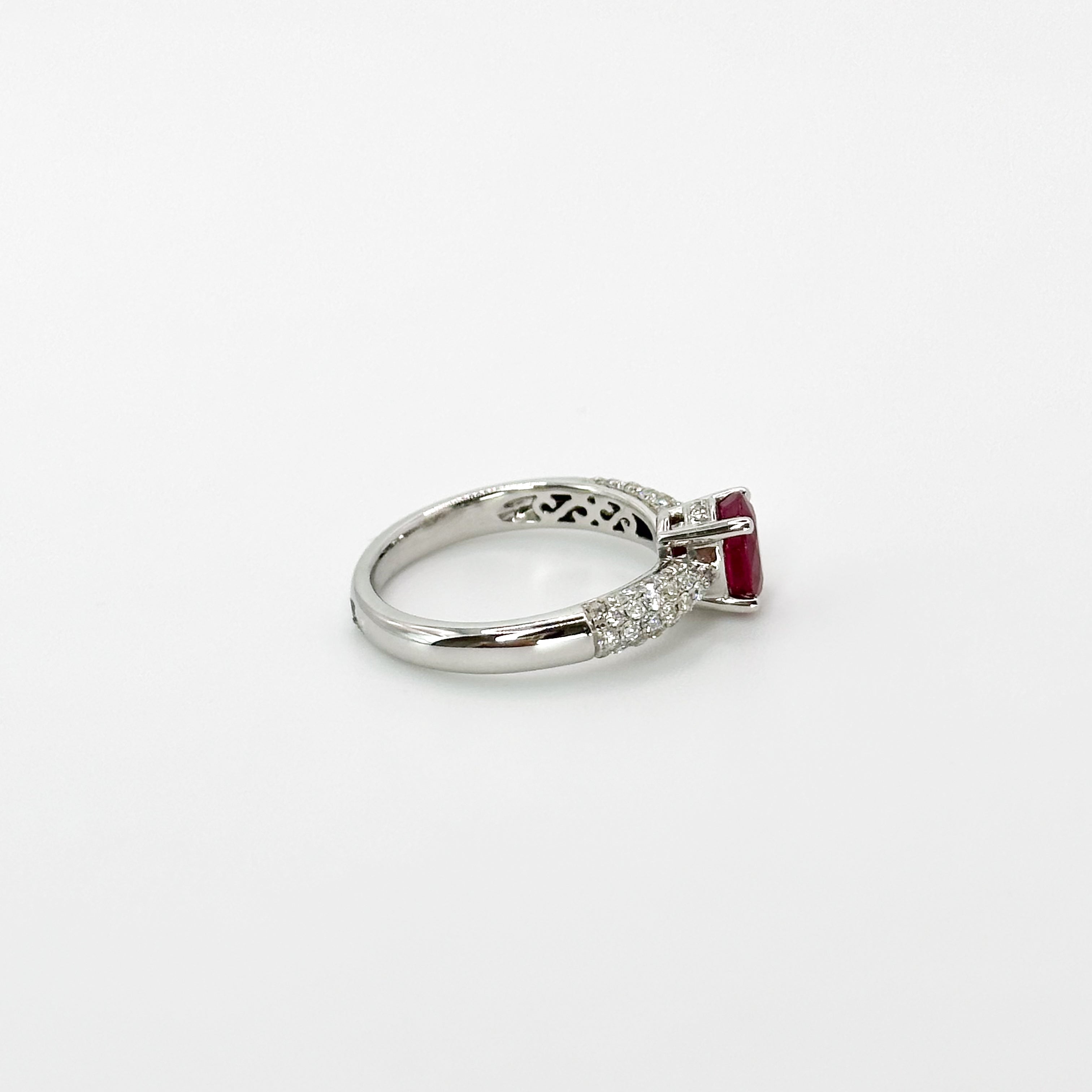 1.08ct Oval Ruby Ring in White Gold