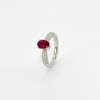 1.08ct Oval Ruby Ring in White Gold