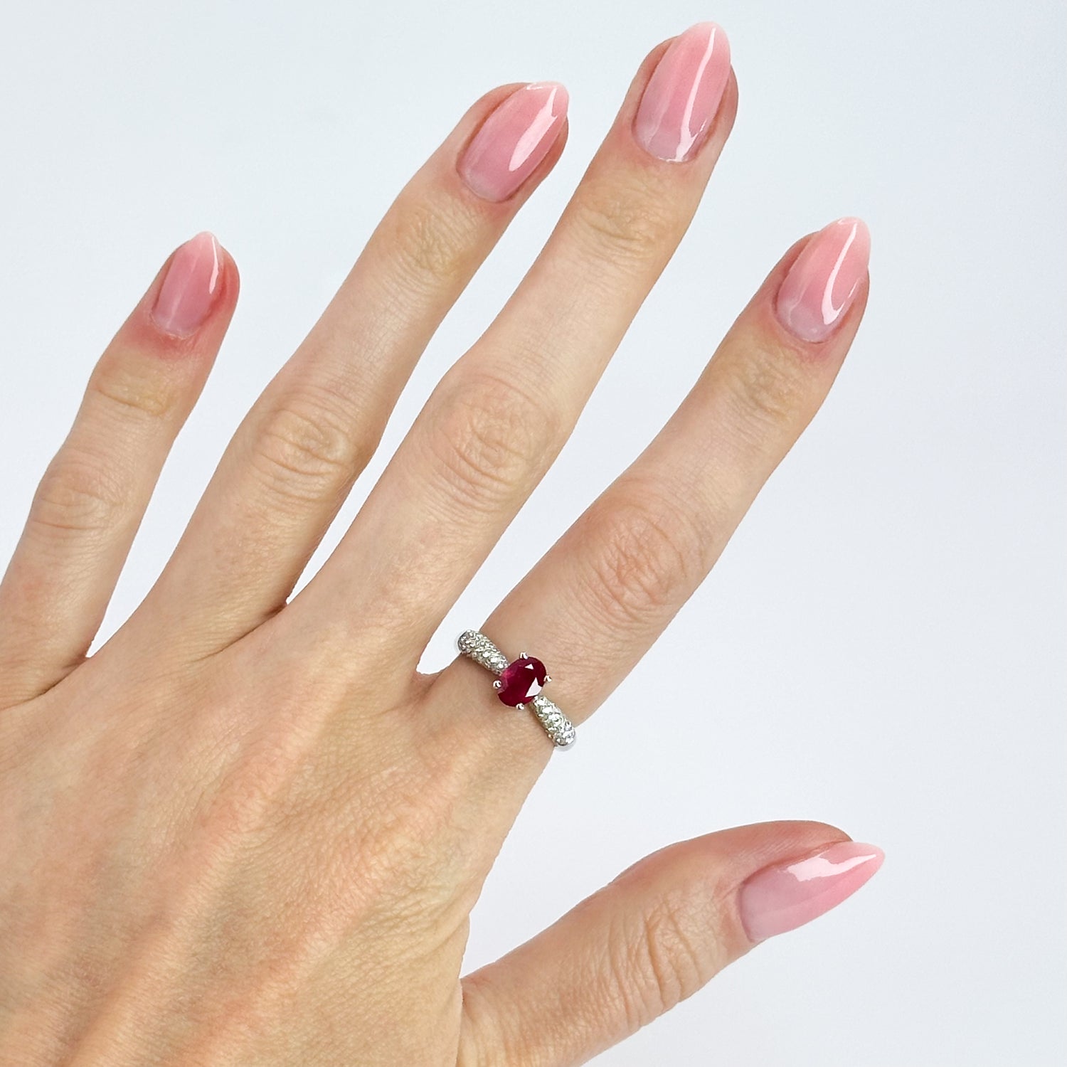 1.08ct Oval Ruby Ring in White Gold