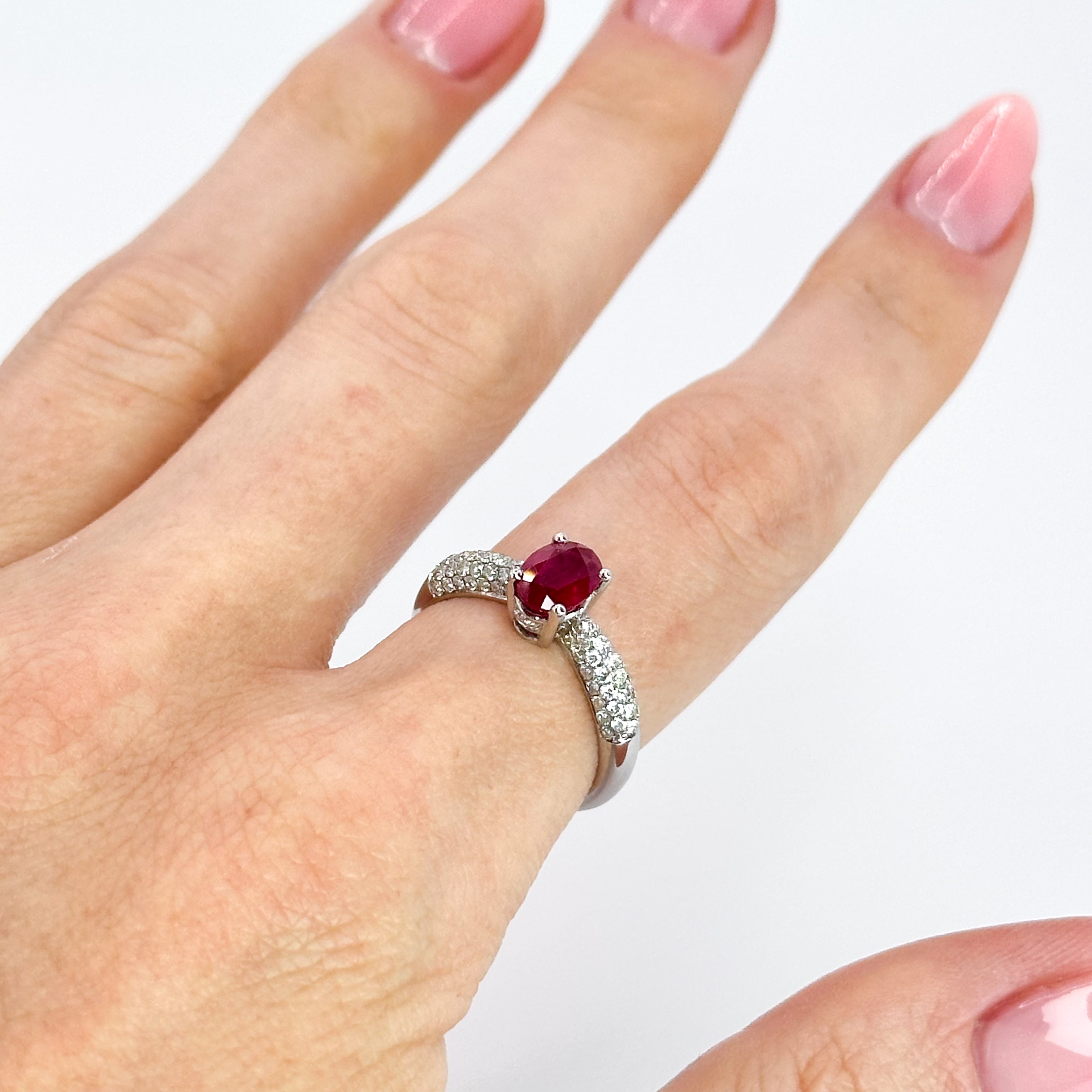 1.08ct Oval Ruby Ring in White Gold