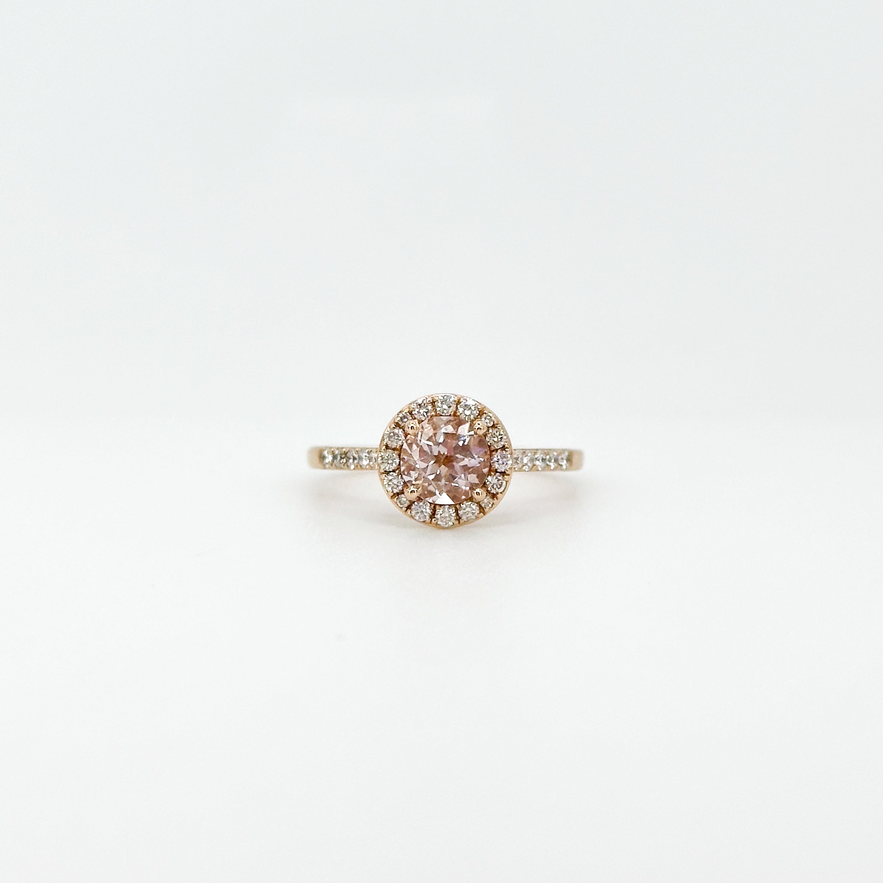 Morganite Round Cut Ring with Diamonds