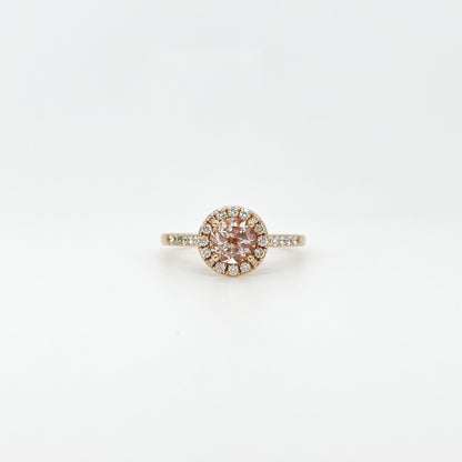 Morganite Round Cut Ring with Diamonds