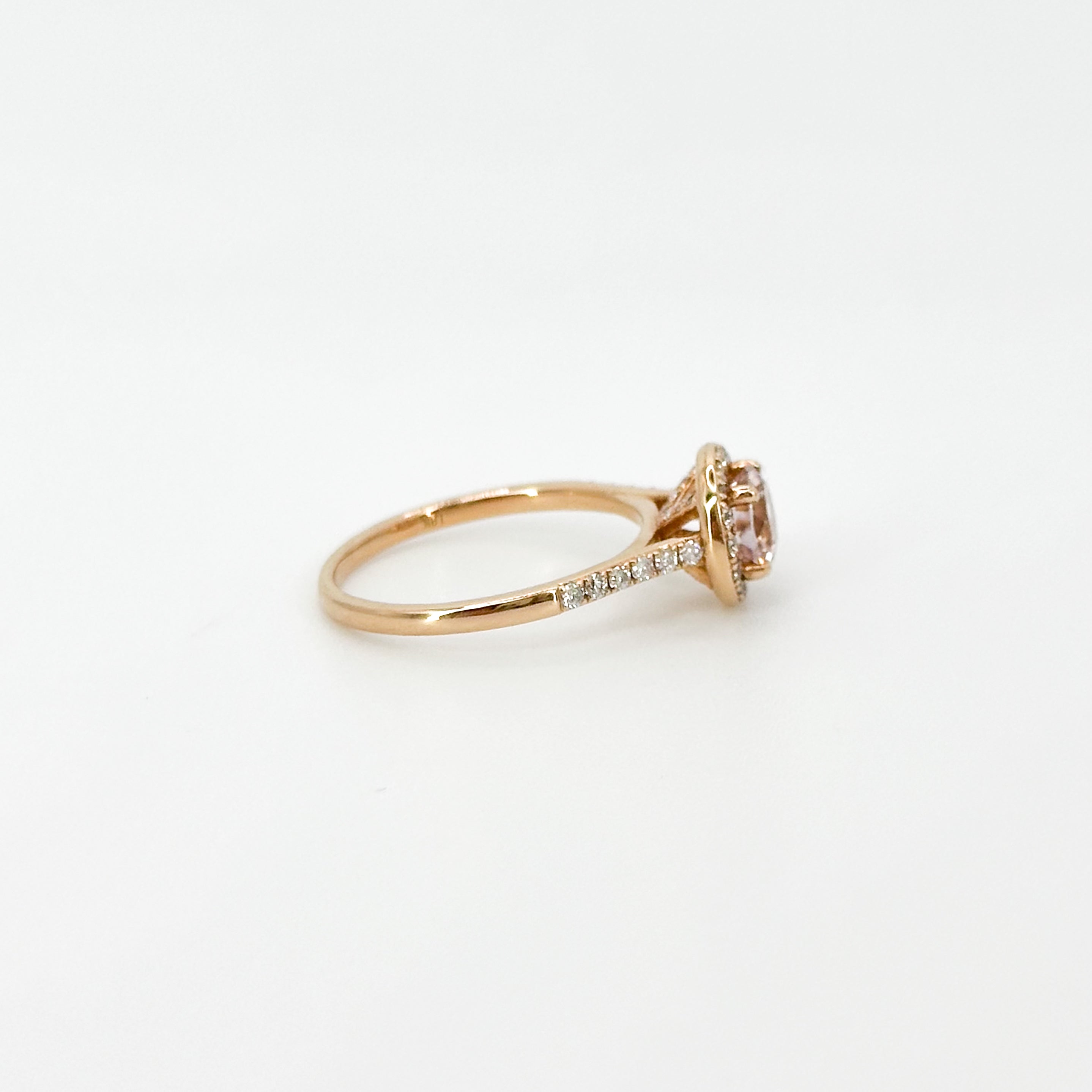 Morganite Round Cut Ring with Diamonds