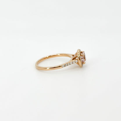 Morganite Round Cut Ring with Diamonds