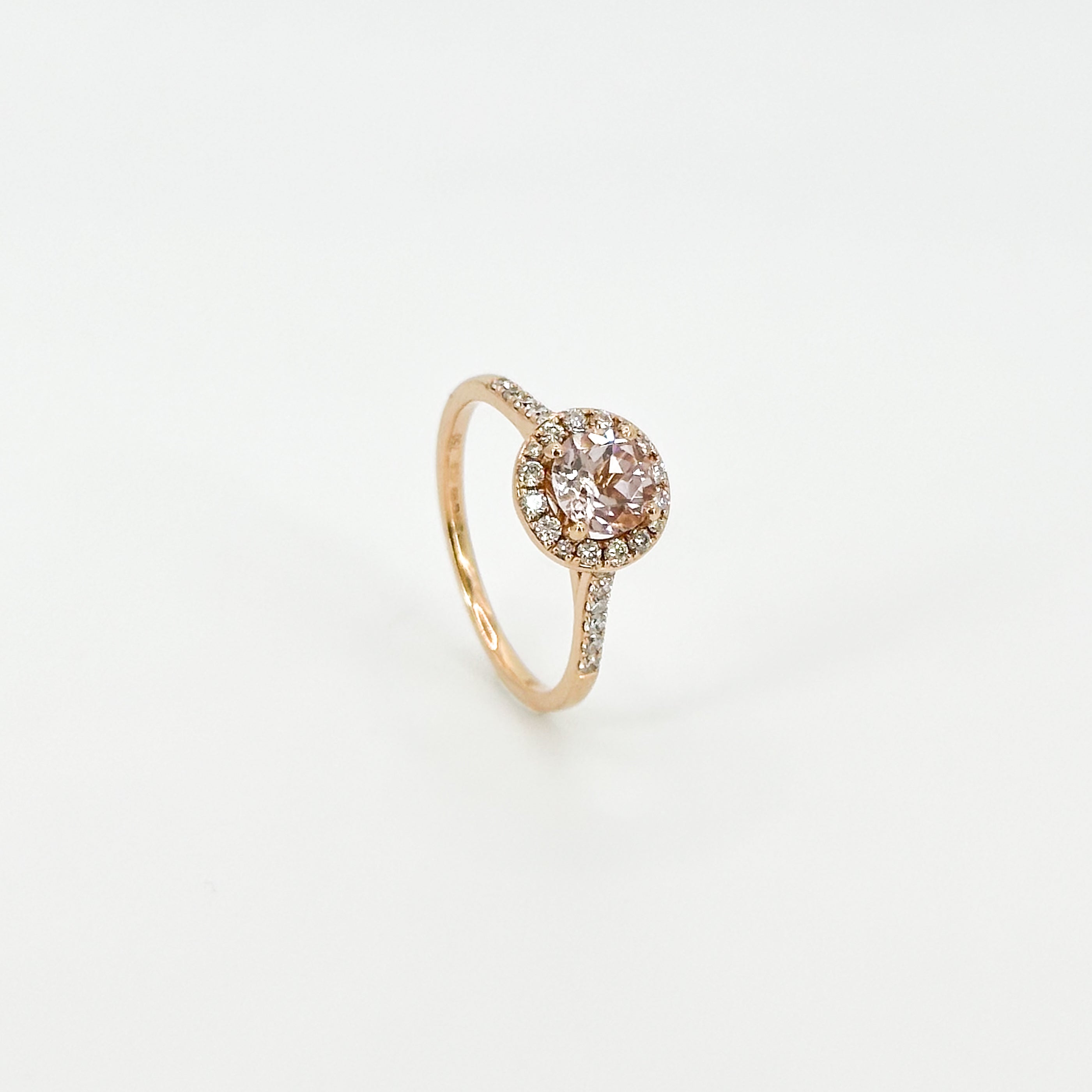 Morganite Round Cut Ring with Diamonds