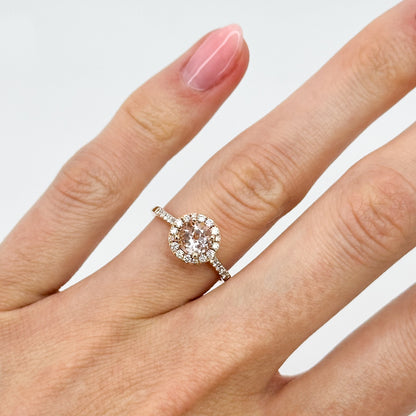 Morganite Round Cut Ring with Diamonds