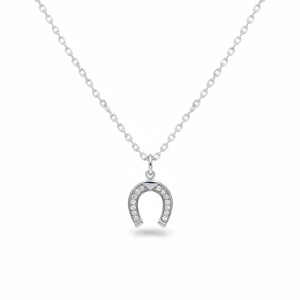 Horseshoe Pendant in White Gold