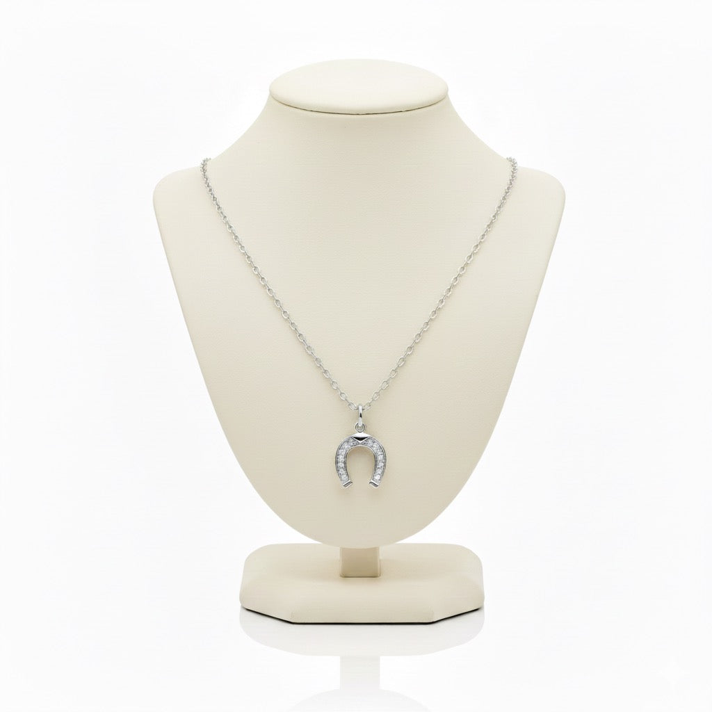 Horseshoe Pendant in White Gold