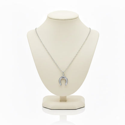 Horseshoe Pendant in White Gold