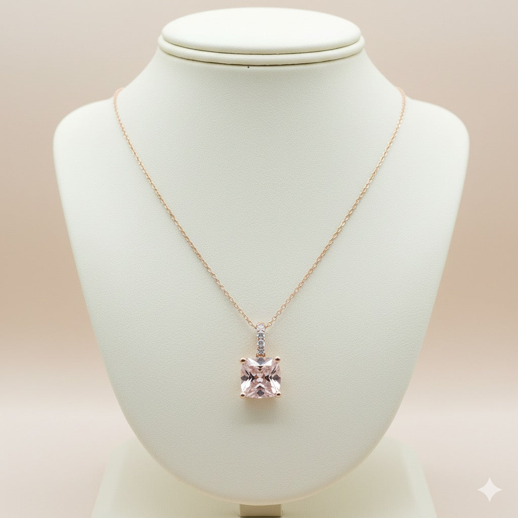 Morganite &amp; Diamond Pendant in Rose Gold