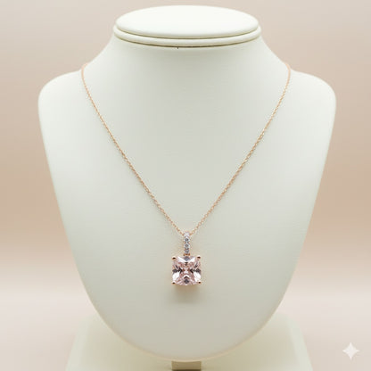 Morganite &amp; Diamond Pendant in Rose Gold
