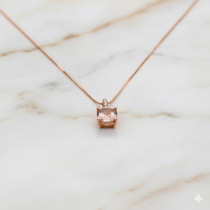 Morganite &amp; Diamond Pendant in Rose Gold