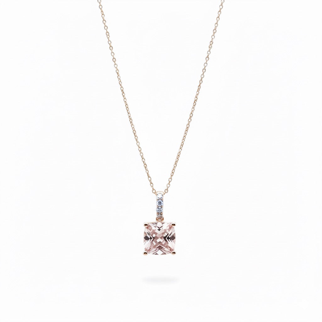 Morganite &amp; Diamond Pendant in Rose Gold