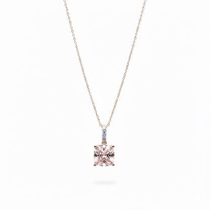 Morganite &amp; Diamond Pendant in Rose Gold