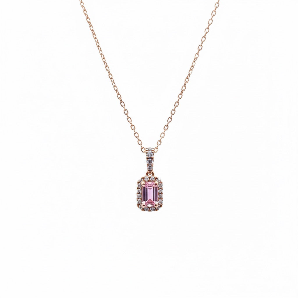Tourmaline &amp; Diamond Pendant in Rose Gold