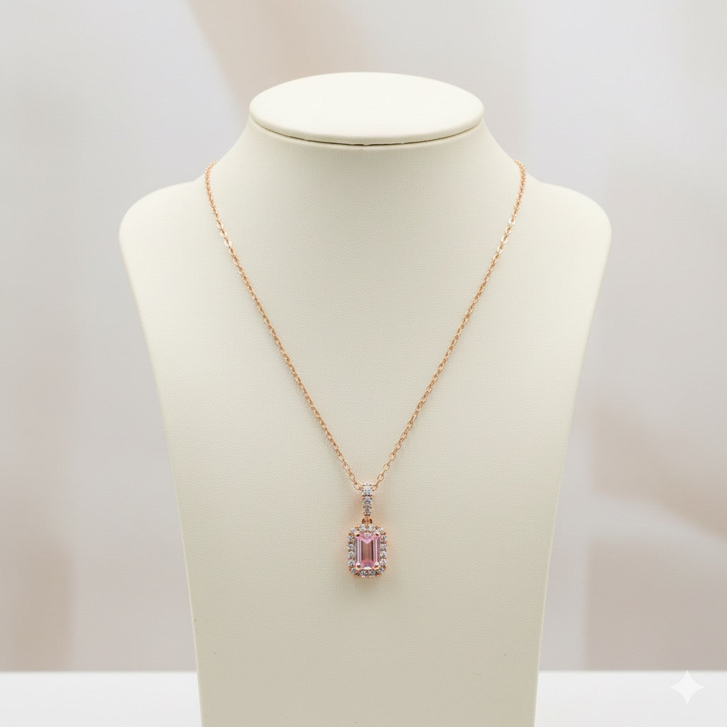 Tourmaline &amp; Diamond Pendant in Rose Gold