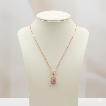 Tourmaline &amp; Diamond Pendant in Rose Gold