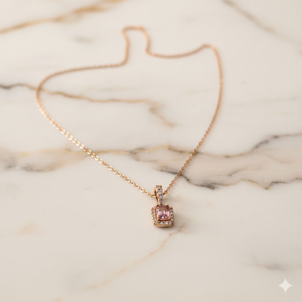 Tourmaline &amp; Diamond Pendant in Rose Gold
