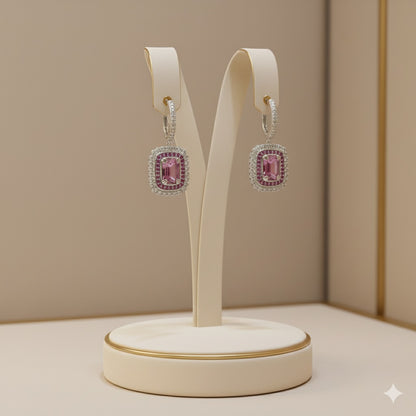 Pink Sapphire Earrings in White Gold