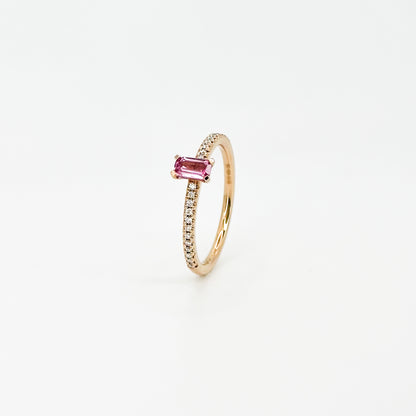 Emerald Cut Pink Sapphire Ring in Rose Gold