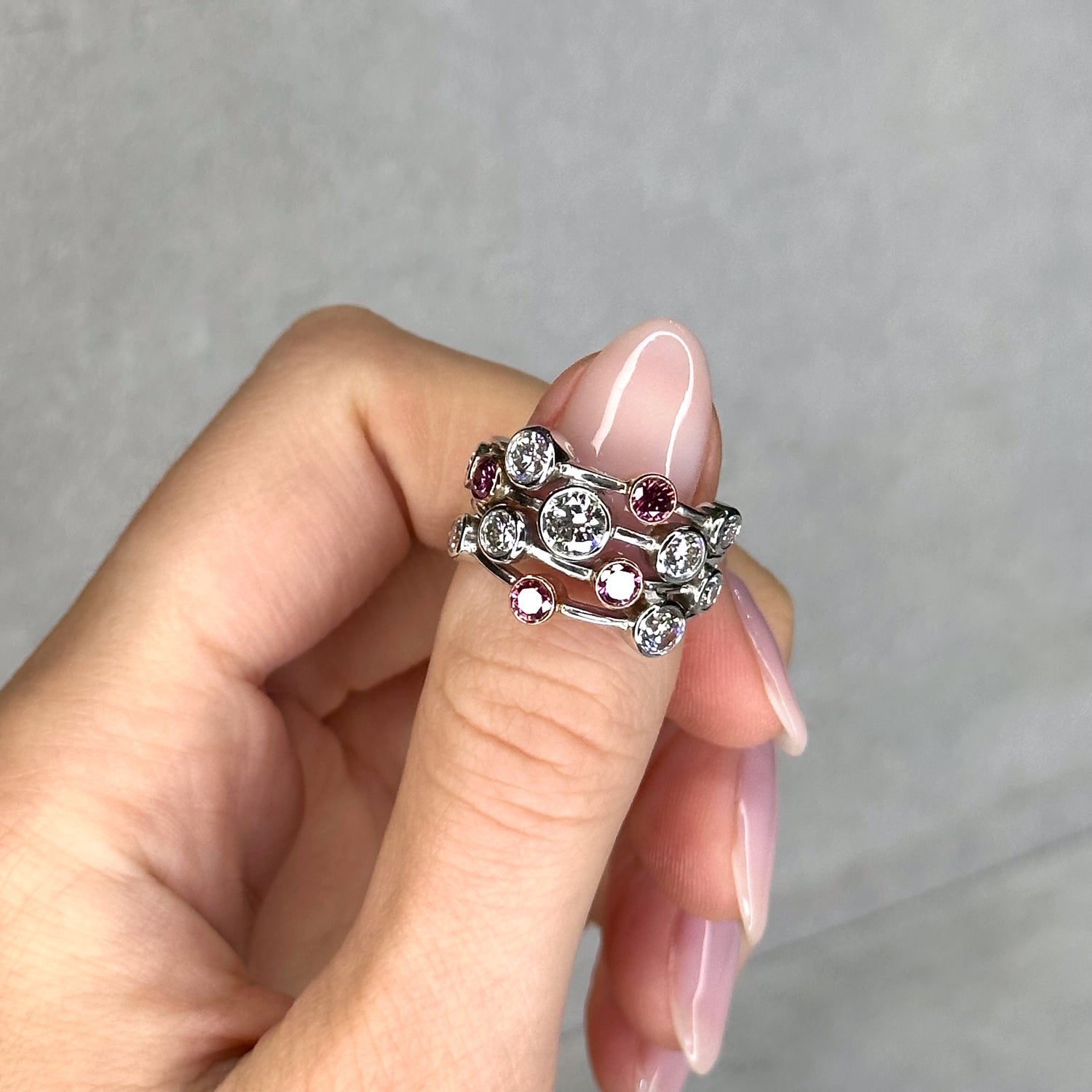 Pink and Diamond Bubble Ring