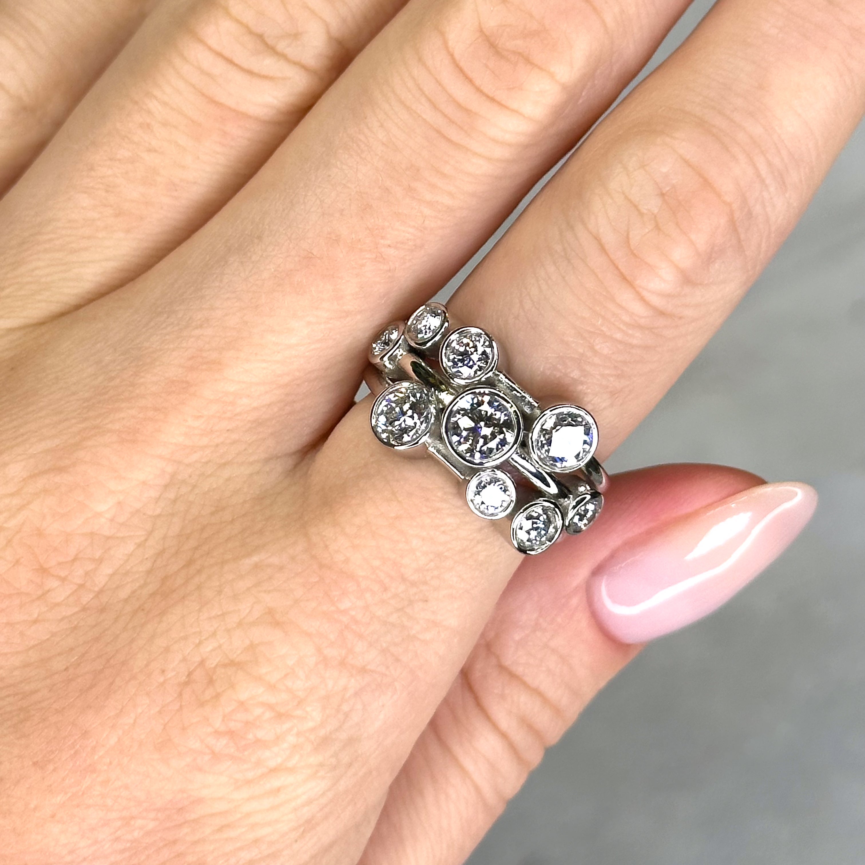 Bubble Diamond Ring in Platinum
