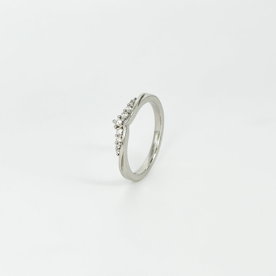 Shaped Diamond Wedding Ring in Platinum