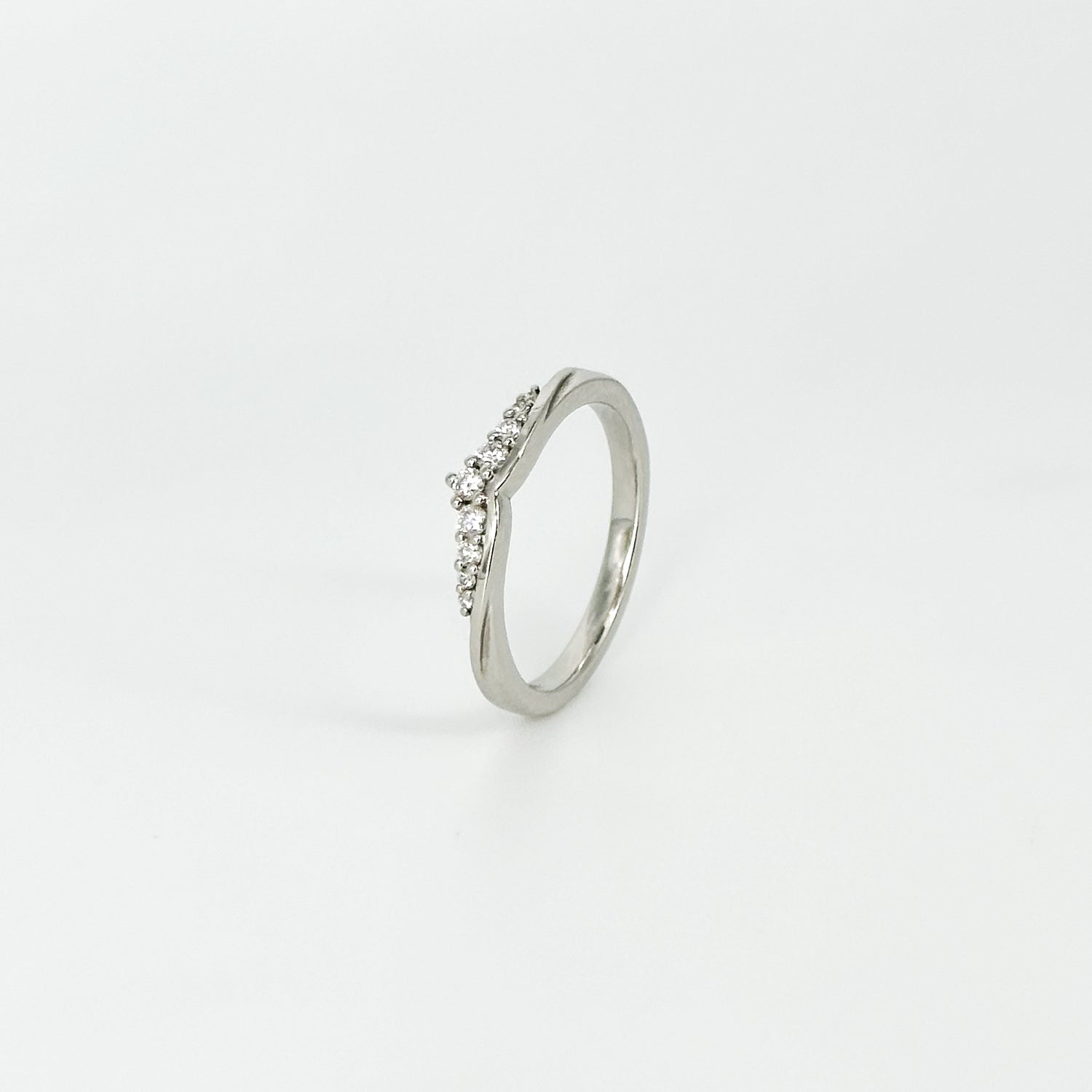 Shaped Diamond Wedding Ring in Platinum