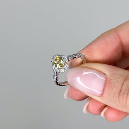 0.91ct Oval Cut Yellow Diamond Ring