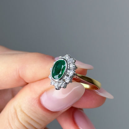 1.60ct Emerald Ring with 0.50ct Diamond Halo