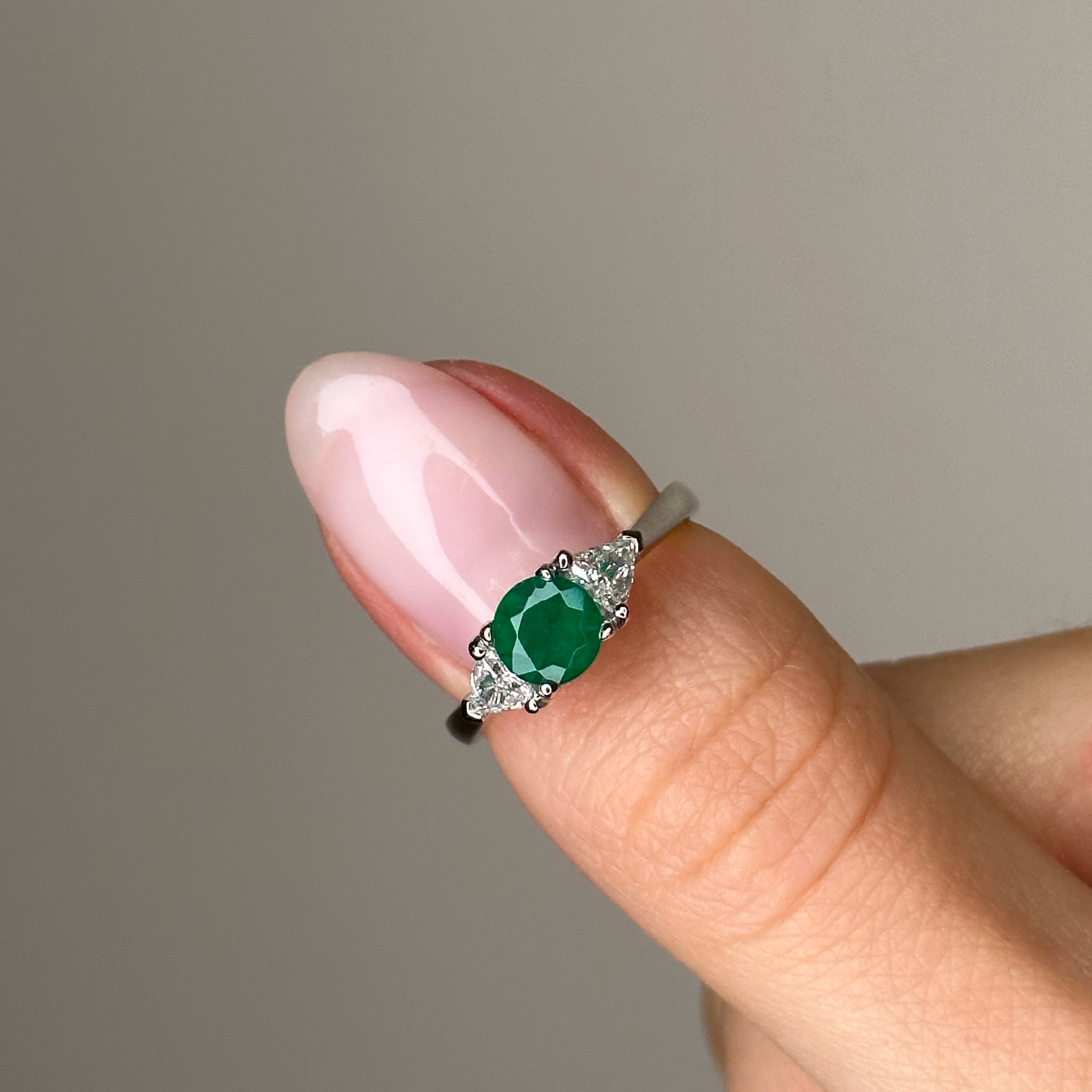 0.78ct Oval Cut Emerald Trilogy with Diamonds