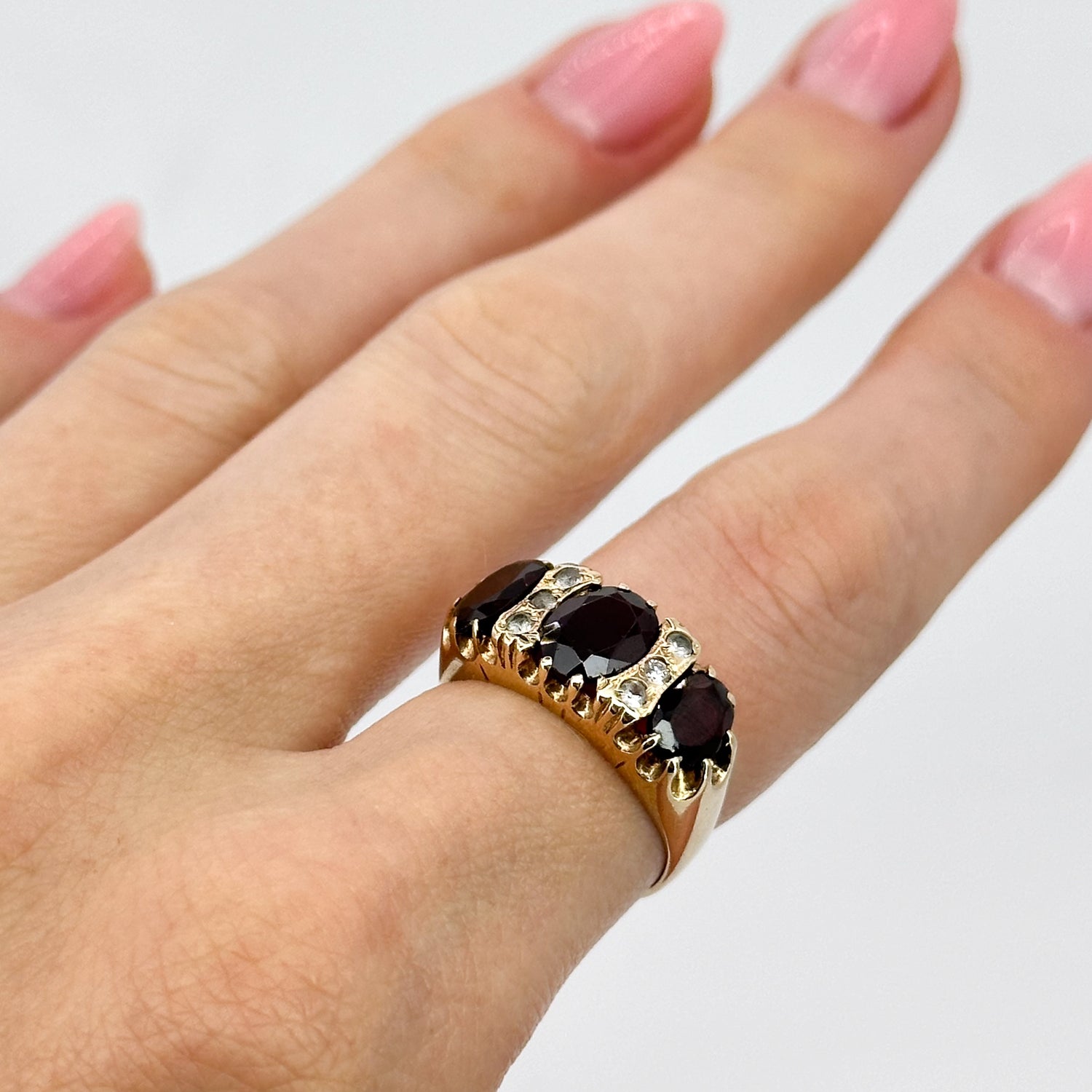 Vintage Garnet Trilogy Ring