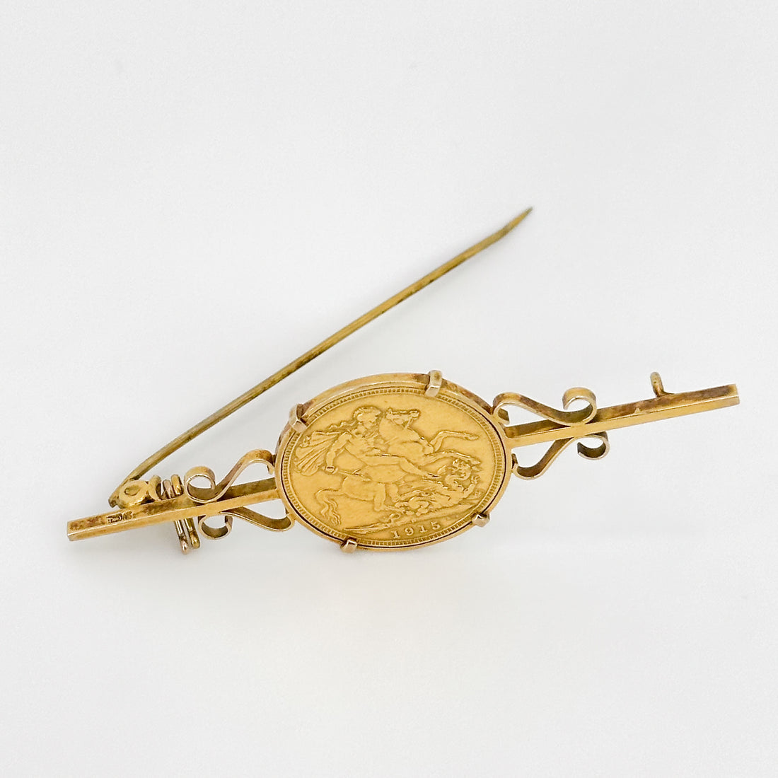Yellow Gold Full Sovereign Coin Brooch