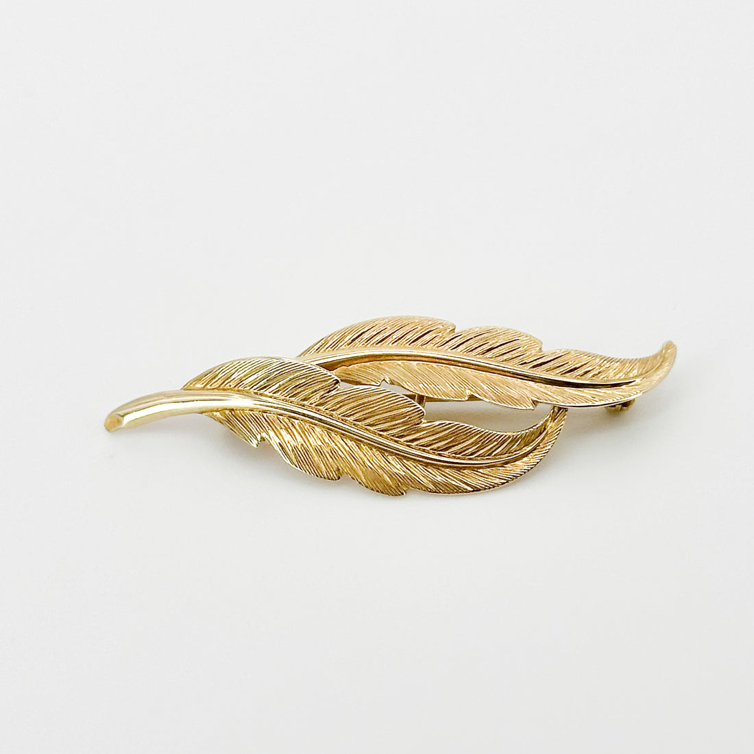 Gold Feather Brooch