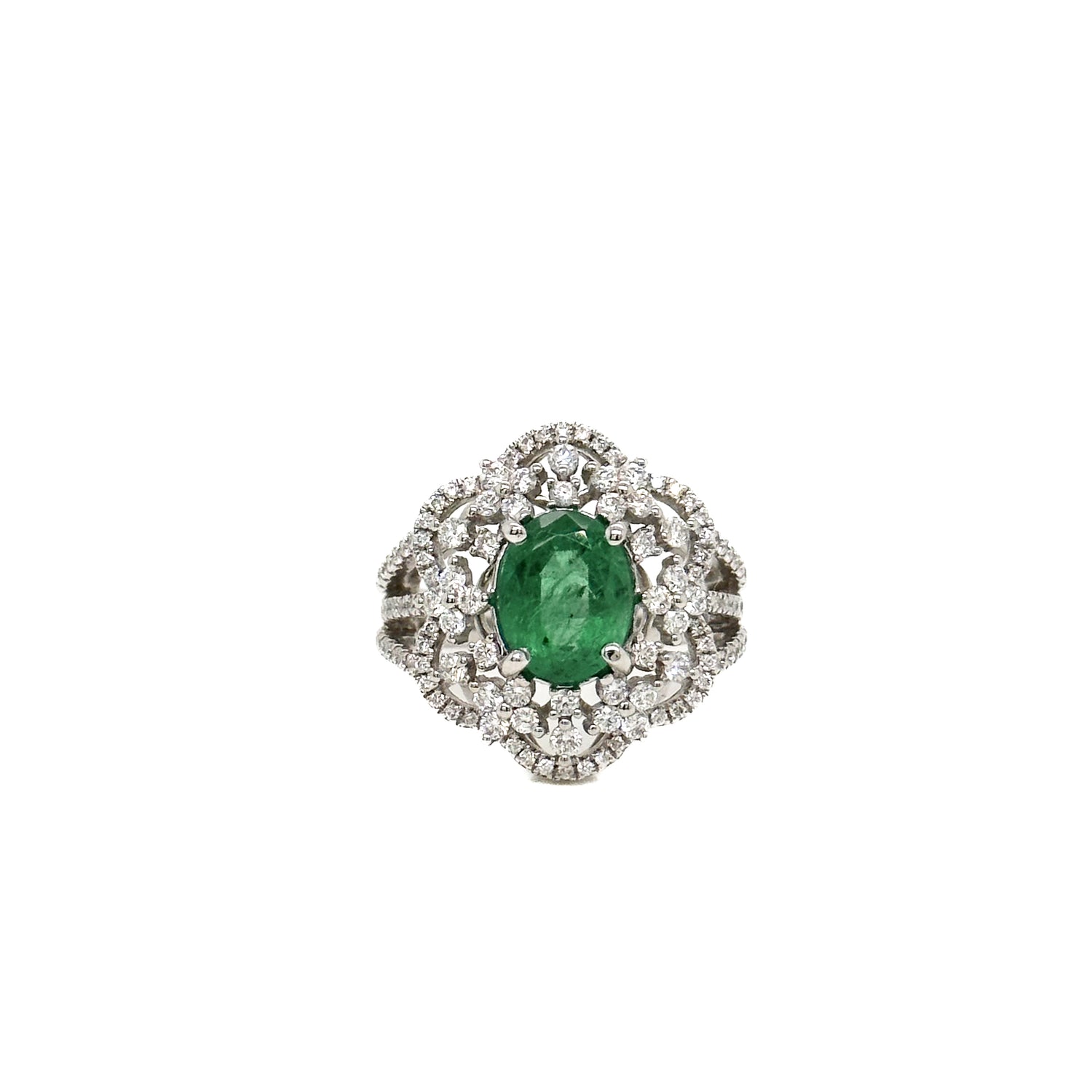 1.98ct Oval Cut Emerald Ring with Diamonds