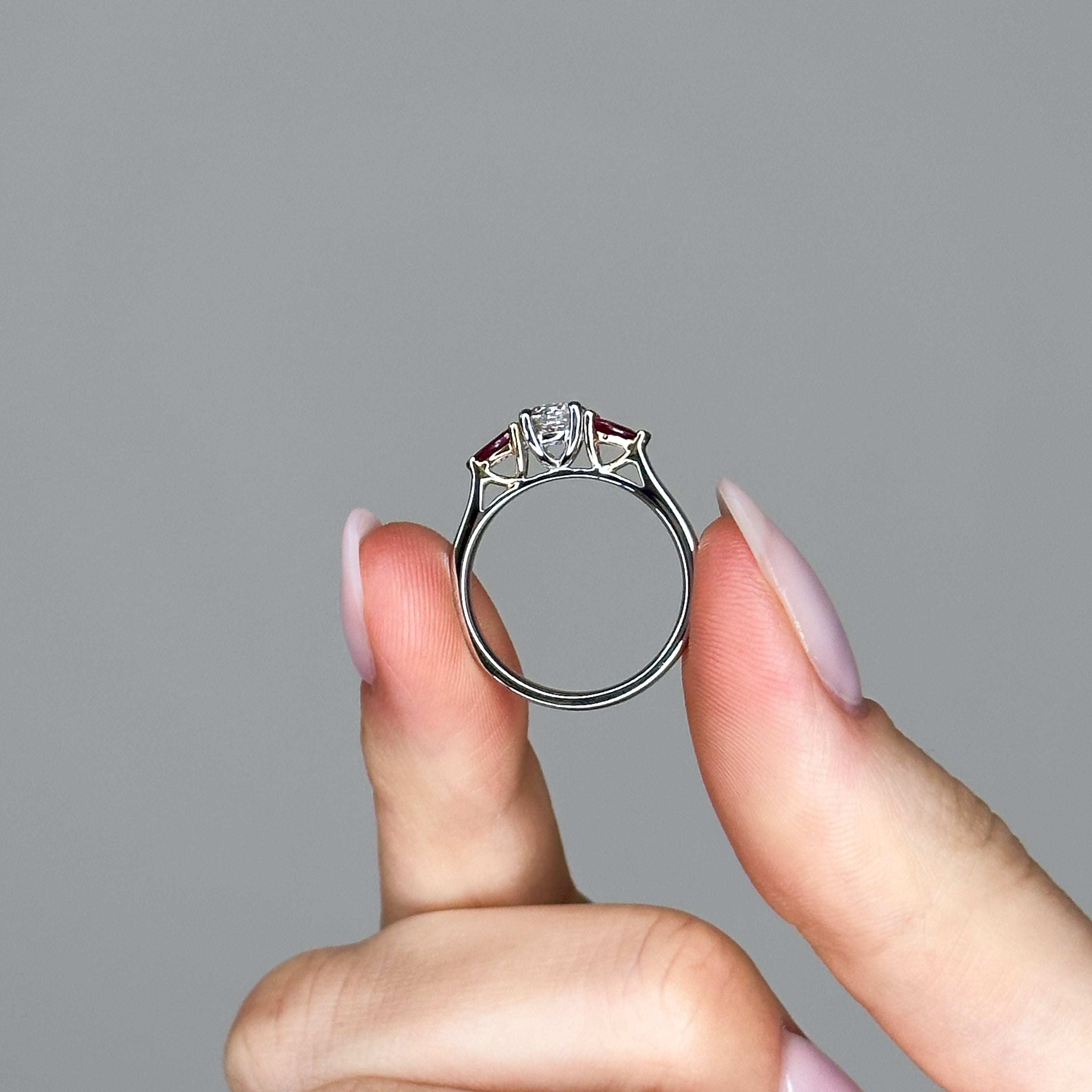 Diamond and Ruby Trilogy Ring