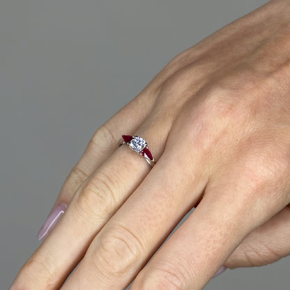 Diamond and Ruby Trilogy Ring