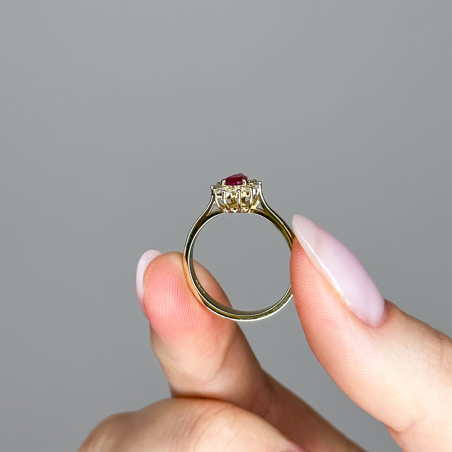 0.35ct Pear Shape Pink Ruby Ring with Halo