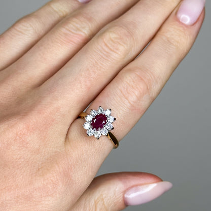 1.01ct Oval Cut Ruby Ring with Halo