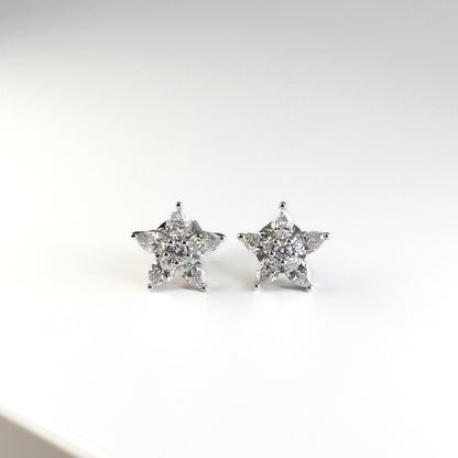 1.85ct Diamond Flower Stud Earrings