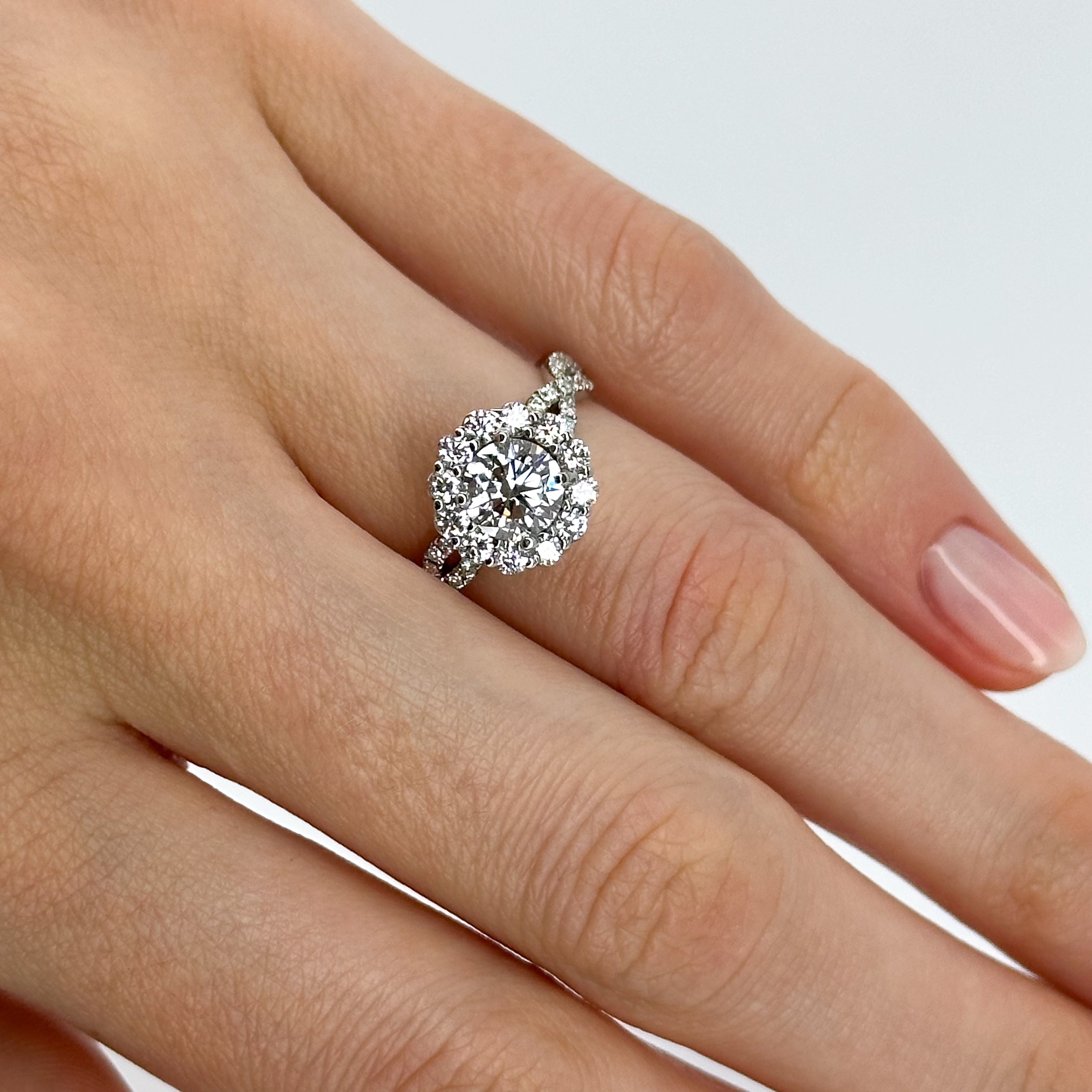 1.00ct Lab-Grown Diamond Ring with Diamond Halo