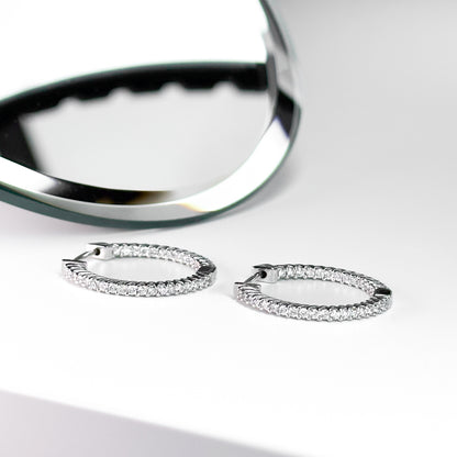 1.00ct Hoop Earrings in White Gold with Diamonds