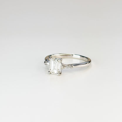 1.01ct Emerald cut Diamond trilogy Ring