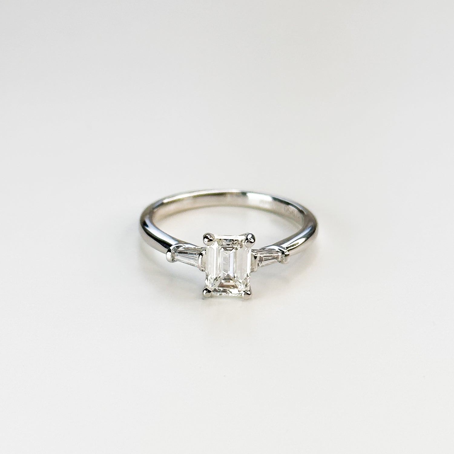 1.01ct Emerald cut Diamond trilogy Ring