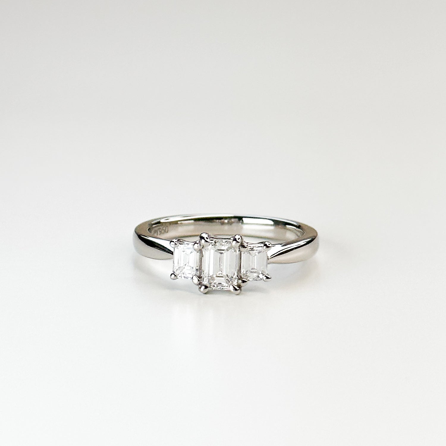 0.43ct Emerald Cut Diamond Trilogy Ring