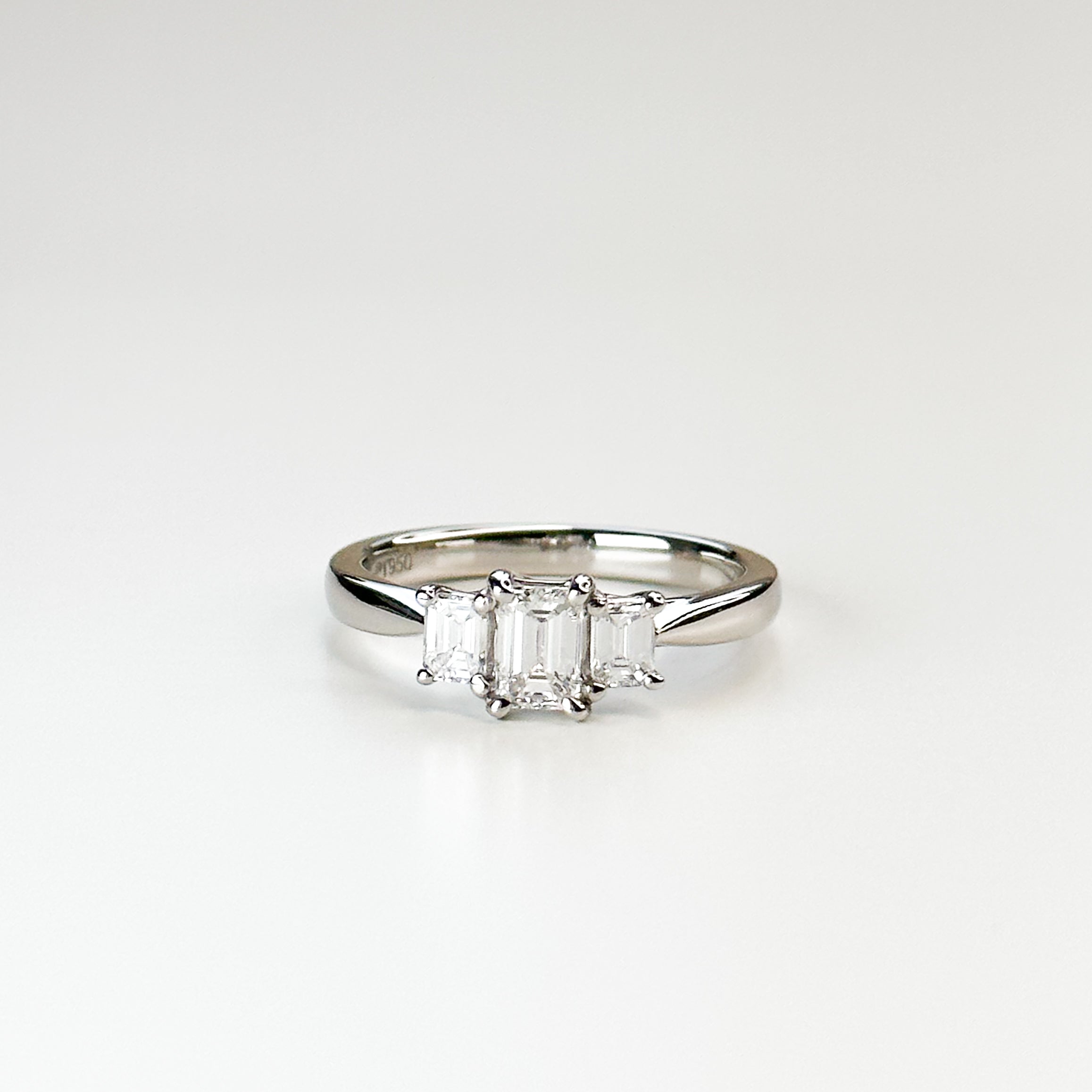 0.43ct Emerald Cut Diamond Trilogy Ring