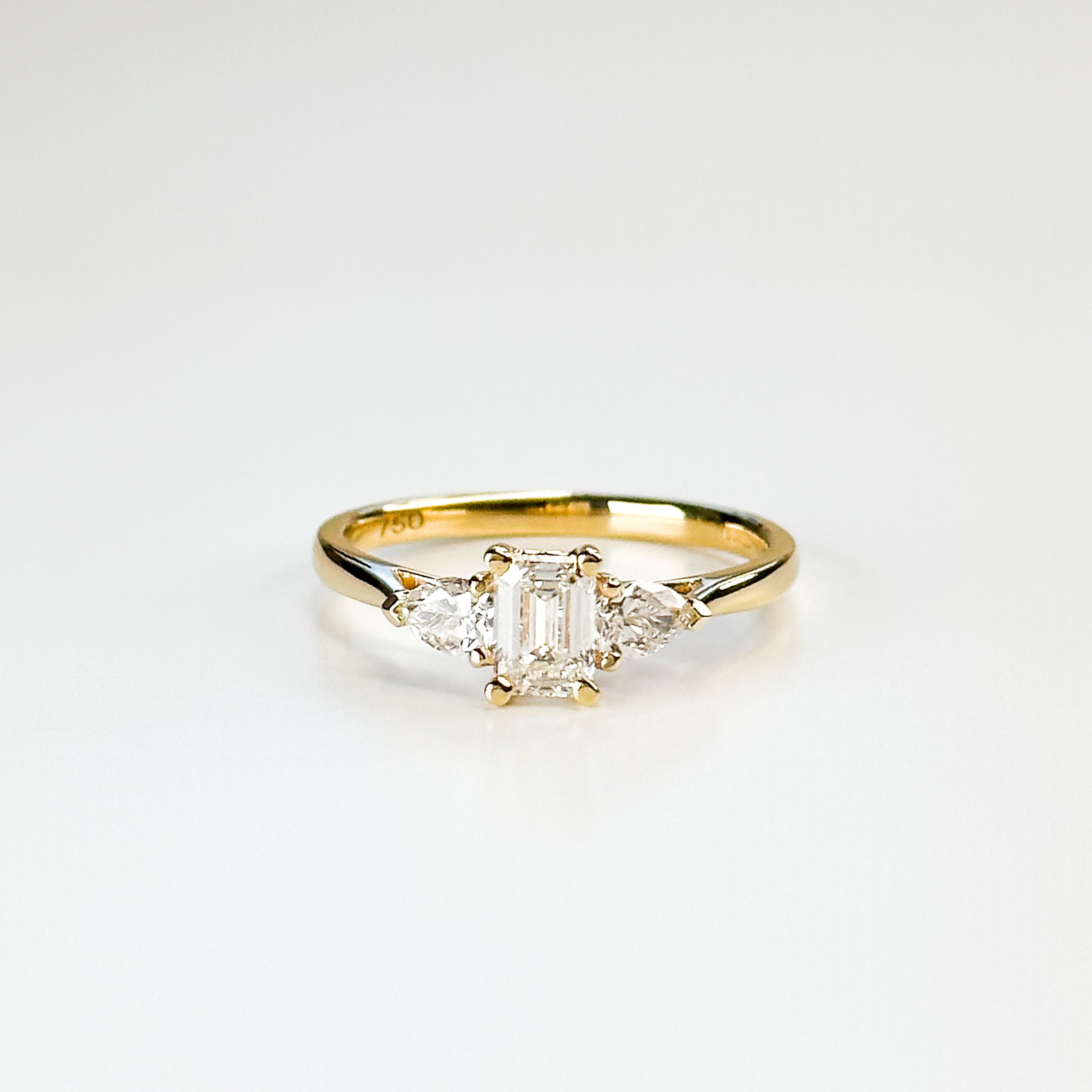 0.50ct Emerald Cut Diamond Trilogy Ring