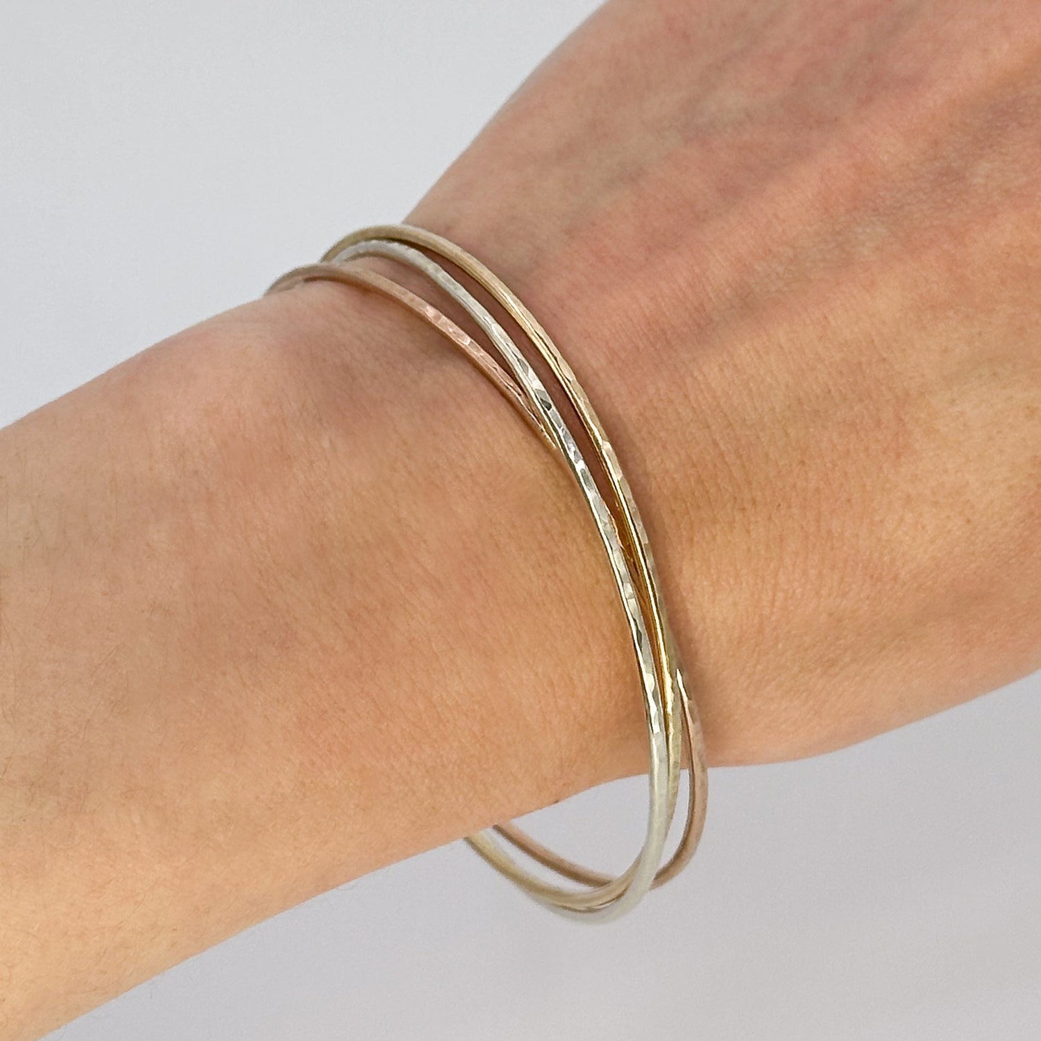 Hammered Crossover Bangle Bracelet